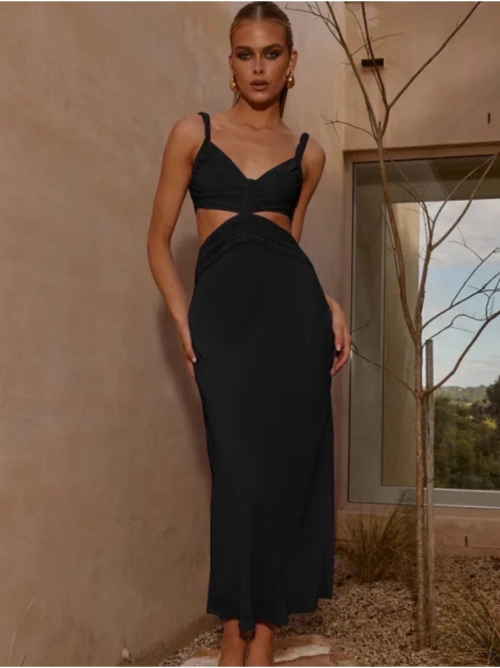 Strappy Black Cutout Maxi Dress